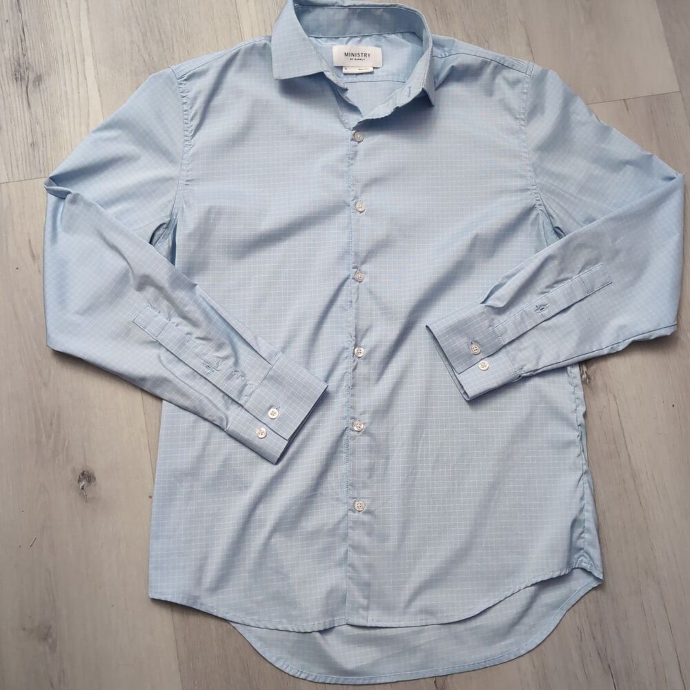 Ministry Of Supply Shirt Mens Size Small Blue Long Sleeve Breathable Arm Pits